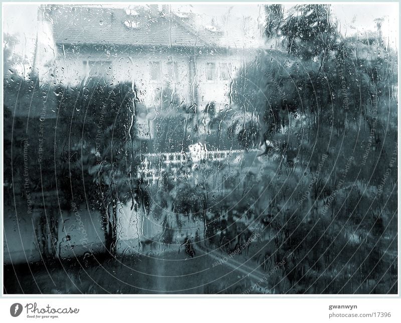 Wolkenbruch Regen Haus Fenster Gewitter Garten