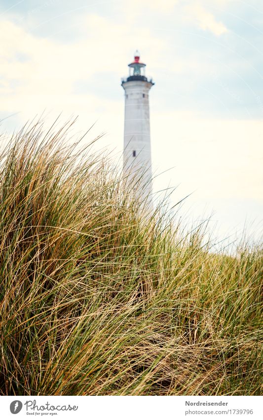 Dänemark Ferien & Urlaub & Reisen Tourismus Sommer Meer Natur Landschaft Himmel Wolken Herbst Gras Küste Nordsee Leuchtturm Bauwerk Architektur Schifffahrt