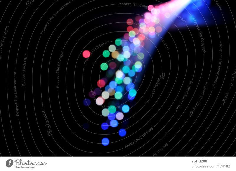 Unscharf Farbfoto Innenaufnahme Nacht Kunstlicht Licht Lichterscheinung Glasfaser Technik & Technologie Wissenschaften Fortschritt Zukunft High-Tech