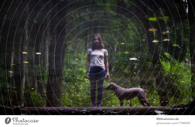 Julia und Fritzi | Spiegelung Ausflug Abenteuer Mensch feminin Junge Frau Jugendliche 1 18-30 Jahre Erwachsene Umwelt Natur Pflanze Baum Wald Teich See Quelle