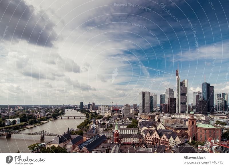 Frankfurt Skyline 2 Himmel Wolken Sommer Frankfurt am Main Hessen Stadt Stadtzentrum Altstadt Hochhaus Bankgebäude Sehenswürdigkeit ästhetisch Bekanntheit hoch