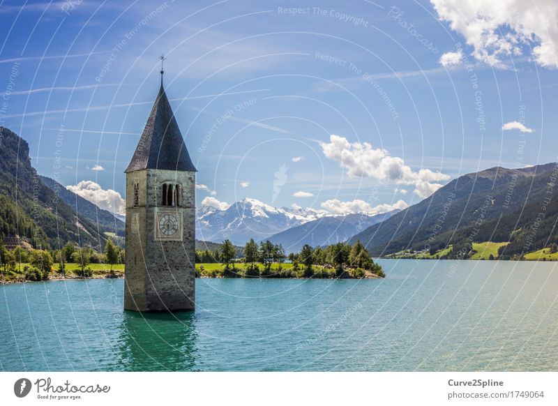 The flooded village Landschaft Urelemente Wasser Himmel Wolken Sommer Schönes Wetter Schnee Wald Hügel Felsen Alpen Berge u. Gebirge Gipfel