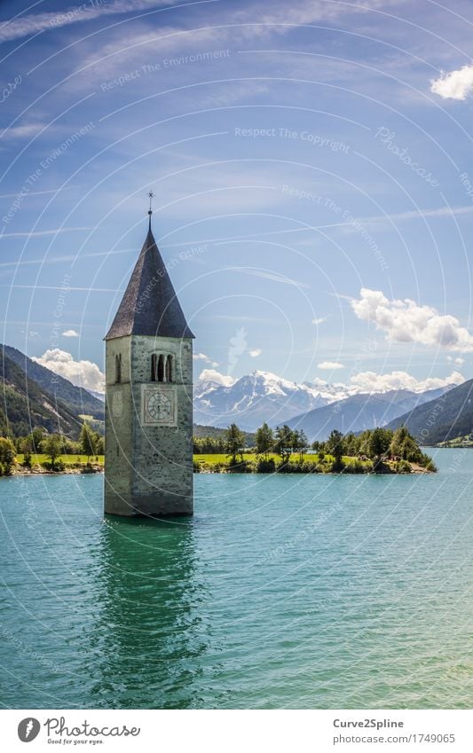 The flooded village Natur Landschaft Urelemente Himmel Wolken Sommer Schönes Wetter Wald Hügel Alpen Berge u. Gebirge Gipfel Schneebedeckte Gipfel Wellen