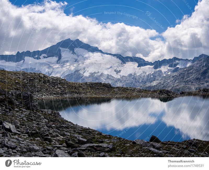 Schwarzhornsee & Hochalmspitze Natur Landschaft Wasser Himmel Wolken Sommer Schönes Wetter Alpen Berge u. Gebirge Hohen Tauern NP Gipfel Schneebedeckte Gipfel