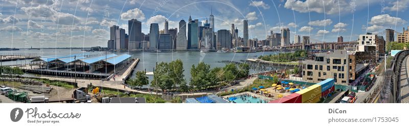 Manhattan Ferien & Urlaub & Reisen Tourismus Brooklyn Bridge USA Amerika Skyline Hochhaus Brücke gigantisch groß Stadt Fernweh Farbfoto Außenaufnahme Tag