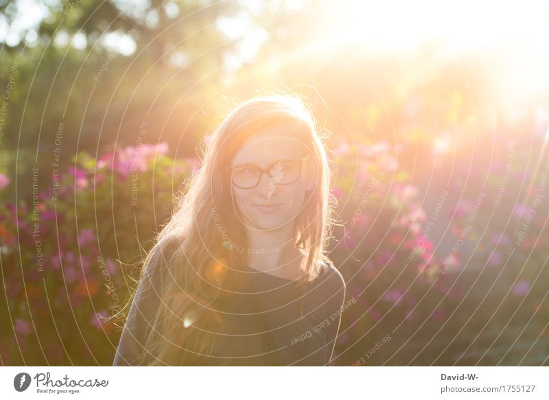 Sonnenstrahlen harmonisch Zufriedenheit Sinnesorgane Duft Freiheit Sommer Mensch feminin Junge Frau Jugendliche Erwachsene Leben 1 Kunst Kunstwerk Umwelt Natur