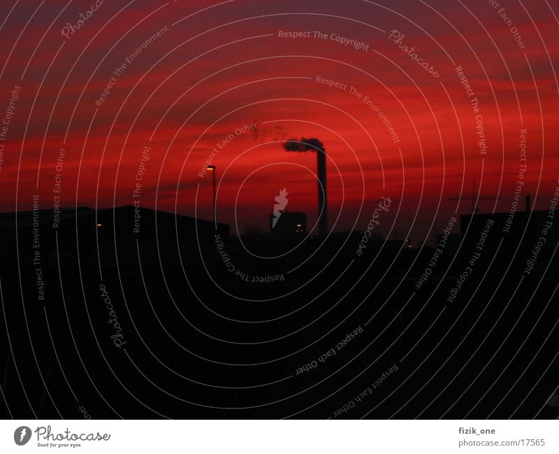 Industie rot Industrie Sonne Abend Schornstein