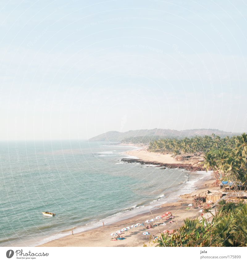 Anjuna Beach Farbfoto Außenaufnahme Textfreiraum oben Tag Licht Weitwinkel Ferien & Urlaub & Reisen Ferne Freiheit Landschaft Sand Wasser Himmel Schönes Wetter