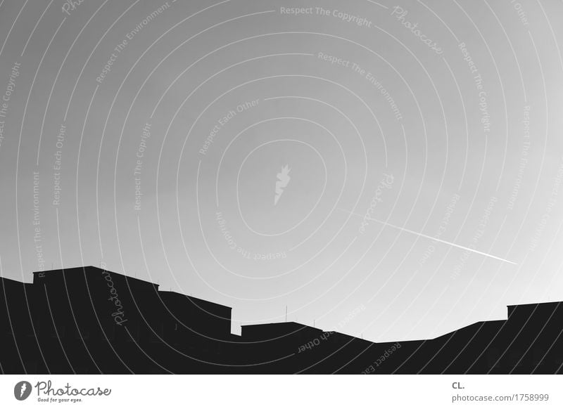 himmel Umwelt Natur Himmel Wolkenloser Himmel Wetter Schönes Wetter Stadt Haus Hochhaus Gebäude Architektur Luftverkehr Freiheit Ferne Ziel Zukunft