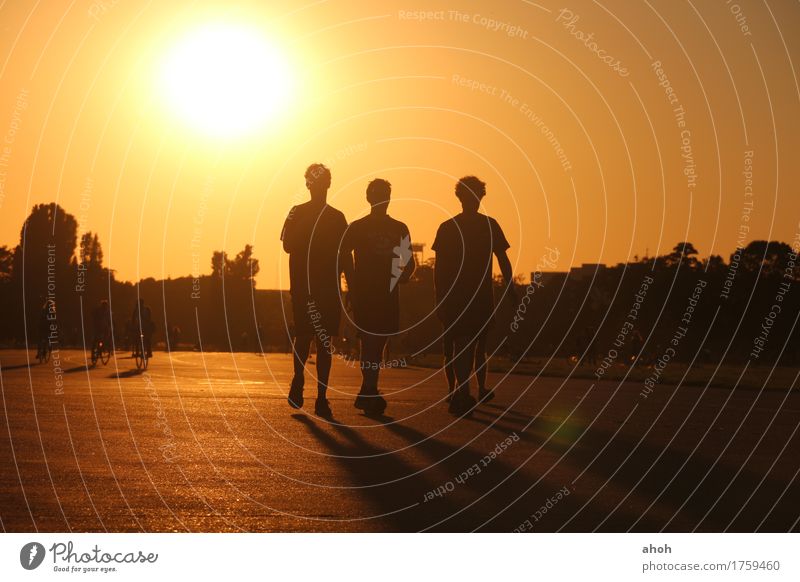 Tempelhofer Feld #3 Freude Freizeit & Hobby Sommer Sonne Feierabend Freundschaft Natur Landschaft Sonnenaufgang Sonnenuntergang Sonnenlicht Park Berlin Stadt