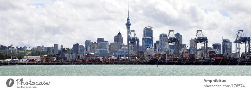 Auckland Seaside Farbfoto Außenaufnahme Tag Panorama (Aussicht) Neuseeland Hafenstadt Skyline Hochhaus Häusliches Leben blau groß Panorama (Bildformat)