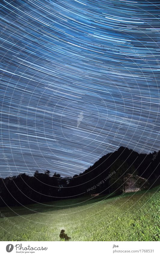 klare Nacht Süd harmonisch ruhig Abenteuer Ferne Berge u. Gebirge Natur Landschaft Urelemente Himmel Nachthimmel Stern Sommer Schönes Wetter Gras Wald Alpen