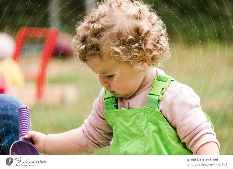 Mädchen bei der Arbeit Mensch feminin Kind Kleinkind Schwester Kindheit Leben Körper Kopf Haare & Frisuren 1 1-3 Jahre brünett blond Locken