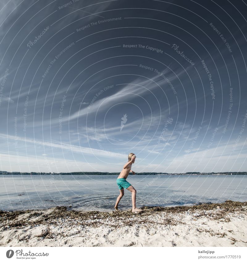 ditsch-wm 2016 Mensch Kind Junge Kindheit Leben Körper Haut 8-13 Jahre Umwelt Natur Landschaft Wasser Himmel Wolkenloser Himmel Horizont Sonnenlicht Klima