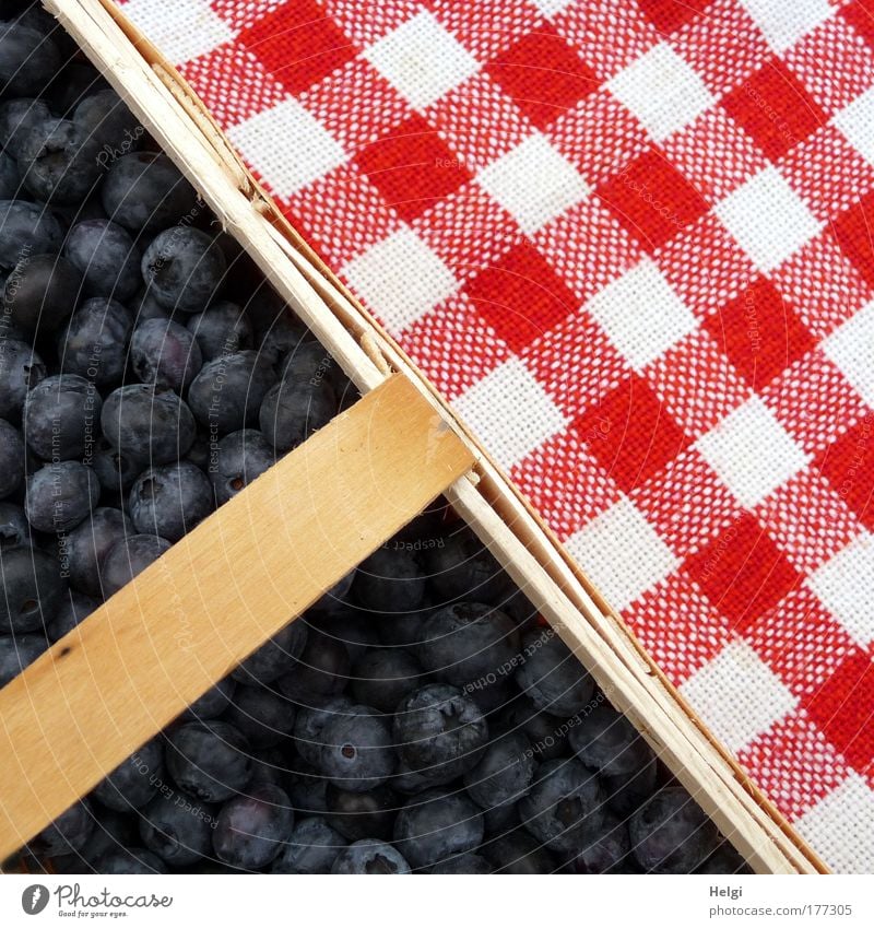 Geometrie... Farbfoto mehrfarbig Außenaufnahme Detailaufnahme Menschenleer Tag Vogelperspektive Lebensmittel Frucht Blaubeeren Ernährung Bioprodukte Holz