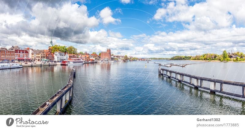 Panorama der Schlei und des Hafens in Kappeln Ferien & Urlaub & Reisen Tourismus Ausflug Sightseeing Sommerurlaub Meer Umwelt Wasser Küste Fjord Ostsee Stadt