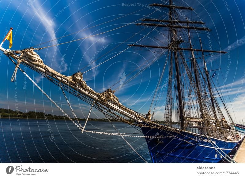 segelschiff Schifffahrt Passagierschiff Segelschiff Hafen Seil blau träumen Fernweh Rostock Farbfoto Außenaufnahme Menschenleer Tag