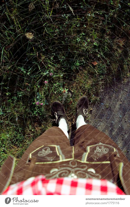 Oktoberfest - Wiesnblick Kunst ästhetisch Tracht Bayern Schuhe Mann Manneskraft Lederhose Strümpfe Gras Tradition Deutschland Jahrmarkt Farbfoto mehrfarbig