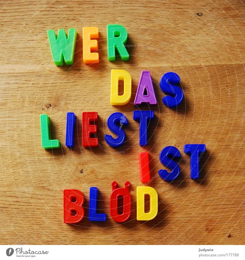 Einfach BLÖD Farbfoto mehrfarbig Innenaufnahme Menschenleer Spielen lesen Tisch Kindererziehung Bildung Kindergarten Schule lernen Kindheit Buchstaben Magnet