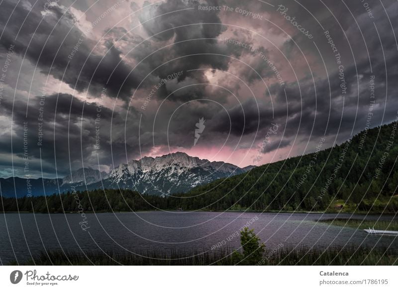 Sturmtief, ein Gewitter über dem Karwendel, See im Vordergrund Ferien & Urlaub & Reisen Berge u. Gebirge wandern Schwimmen & Baden Umwelt Landschaft Pflanze