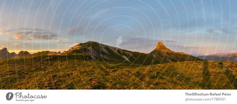 Spitzmeilen Umwelt Natur Landschaft blau braun gelb gold grün orange Gipfel Stimmung Berge u. Gebirge Schattenspiel Wiese Außenaufnahme Romantik Bergkette