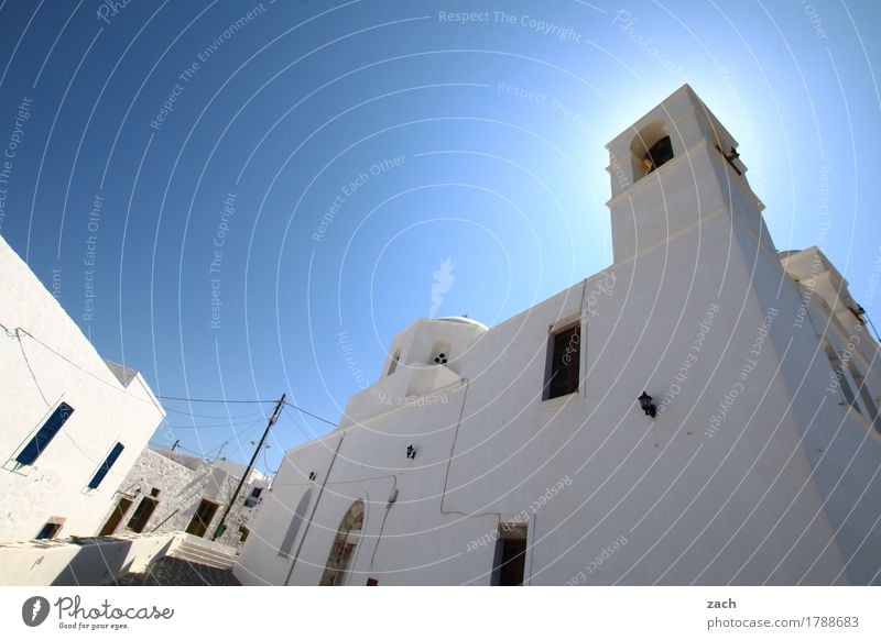 Altstadt Wolkenloser Himmel Schönes Wetter Meer Mittelmeer Ägäis Insel Kykladen Milos Griechenland Dorf Stadtzentrum Haus Kirche Platz Mauer Wand Fassade