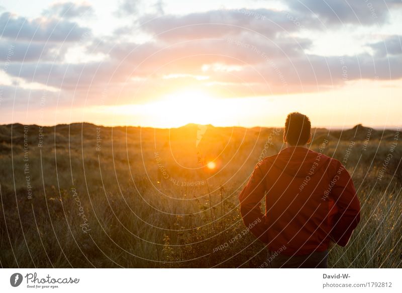 Freiheit Mensch maskulin Junger Mann Jugendliche Erwachsene Leben 1 Kunst Umwelt Natur Landschaft Sonne Sonnenaufgang Sonnenuntergang Sonnenlicht Frühling