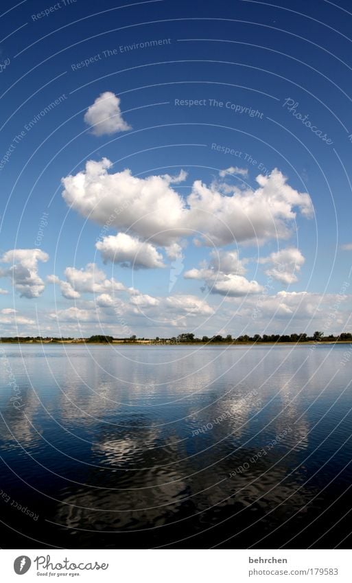 kalina kochana Farbfoto Außenaufnahme Menschenleer Textfreiraum oben Textfreiraum unten Reflexion & Spiegelung Ausflug Ferne Freiheit Wasser Himmel Wolken