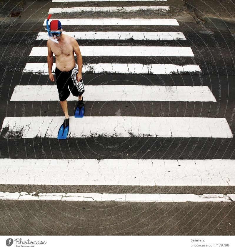 auf der suche Farbfoto Gedeckte Farben Außenaufnahme Tag Blick nach unten Sport Wassersport tauchen maskulin Mann Erwachsene 1 Mensch Verkehr Straßenverkehr