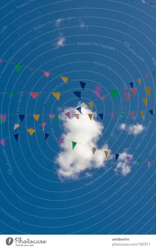 Wimpel, Wolke, Textfreiraum Fahne wimpelkette Schmuck Dekoration & Verzierung Farbe Farbstoff Seil Schnur Party Feste & Feiern Geburtstag Einladung Himmel