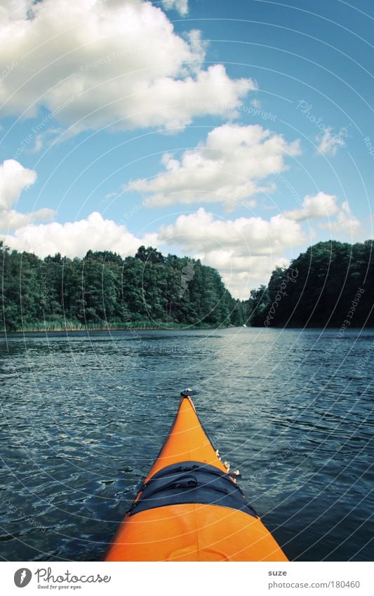 Kanu Ferien & Urlaub & Reisen Ausflug Abenteuer Sommerurlaub Sport Wassersport Umwelt Natur Landschaft Urelemente Himmel Wolken Horizont Schönes Wetter Wald