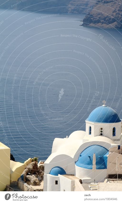 am Abgrund Ferien & Urlaub & Reisen Natur Wasser Wolkenloser Himmel Schönes Wetter Meer Mittelmeer Ägäis Insel Kykladen Santorin Caldera Oia Griechenland Dorf