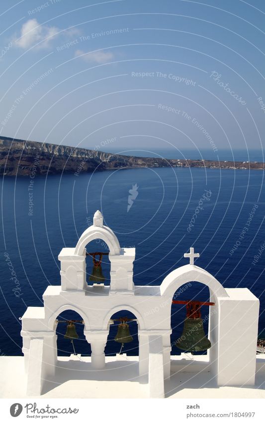 am Abgrund Ferien & Urlaub & Reisen Himmel Wolken Schönes Wetter Felsen Vulkan Meer Mittelmeer Ägäis Insel Santorin Griechenland Kykladen Dorf Altstadt