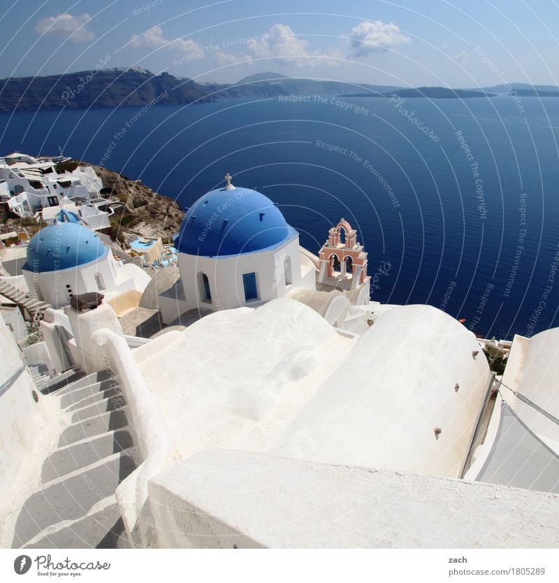 solange die kapelle spielt Ferien & Urlaub & Reisen Natur Wasser Wolkenloser Himmel Schönes Wetter Meer Mittelmeer Ägäis Insel Kykladen Santorin Caldera Oia