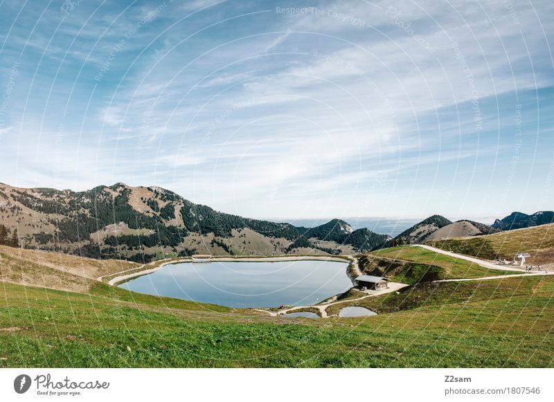 Sudelfeld Speichersee wandern Natur Landschaft Himmel Sommer Schönes Wetter Alpen Berge u. Gebirge Seeufer frisch gigantisch nachhaltig natürlich blau grün