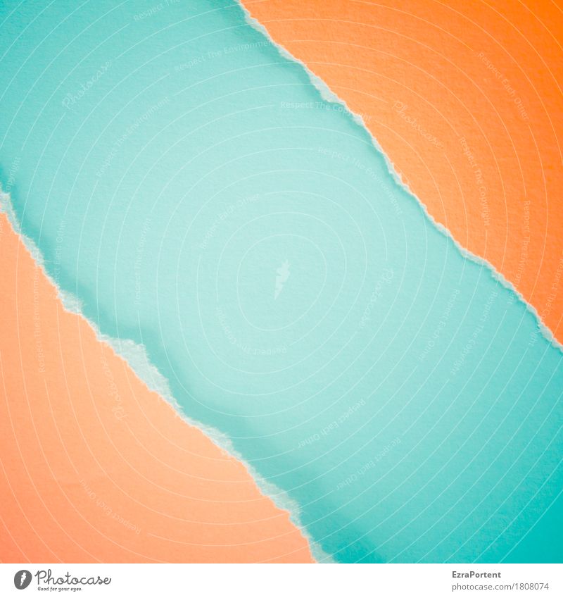 o~B~o Stil Design Dekoration & Verzierung Flussufer Papier Linie Streifen blau orange türkis Farbe Werbung Hintergrundbild Untergrund Trennung Riss kaputt