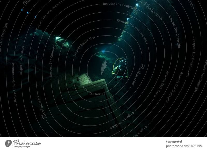 Abenteuer Wracktauchen Ferien & Urlaub & Reisen Expedition Meer Rotes Meer Wassersport Frau Erwachsene 1 Mensch schwarz Taucher Schiffswrack Dunkelheit dunkel