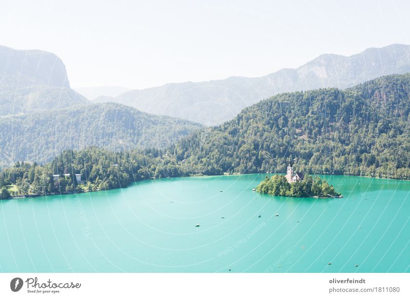 Slowenien - Bled Ferien & Urlaub & Reisen Ausflug Abenteuer Ferne Freiheit Umwelt Natur Landschaft Wasser Himmel Wolkenloser Himmel Schönes Wetter Hügel