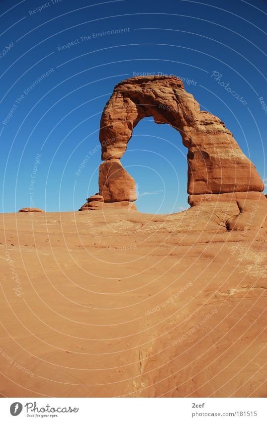 delicate arch Farbfoto Außenaufnahme Strukturen & Formen Menschenleer Textfreiraum unten Weitwinkel Urelemente Erde Sand Wolkenloser Himmel Schönes Wetter