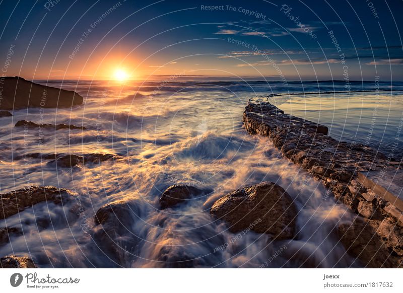 Praia das Azenhas do Mar Ferien & Urlaub & Reisen Ferne Sommer Sonne Wellen Natur Landschaft Wasser Himmel Horizont Sonnenaufgang Sonnenuntergang Sonnenlicht