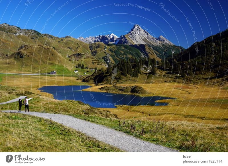 Herbststimmung 2 Ferien & Urlaub & Reisen Tourismus Berge u. Gebirge wandern Umwelt Natur Landschaft Wolkenloser Himmel Hügel Felsen Alpen Gipfel Wege & Pfade