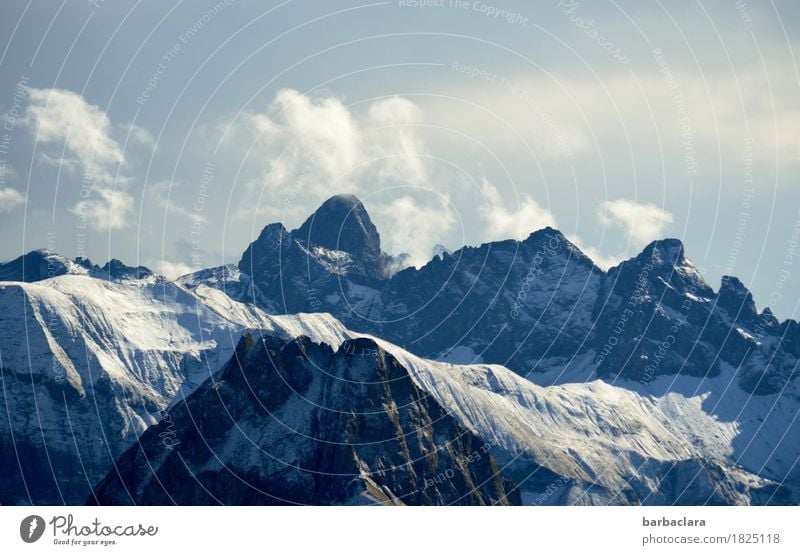 Oktobermorgen auf dem Nebelhorn Ferien & Urlaub & Reisen Landschaft Urelemente Erde Luft Himmel Wolken Herbst Klima Schnee Alpen Berge u. Gebirge Allgäuer Alpen