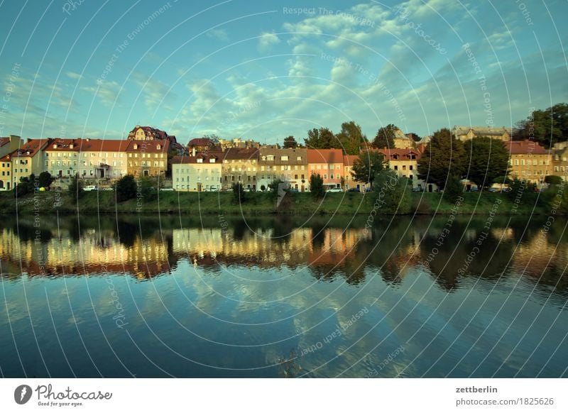 Zgorzelec Architektur Haus Reihe Fassade Fenster Vorderseite görlitz historisch Jugendstil Stadt Kleinstadt Lausitz neiße Fluss Flussufer Wasser