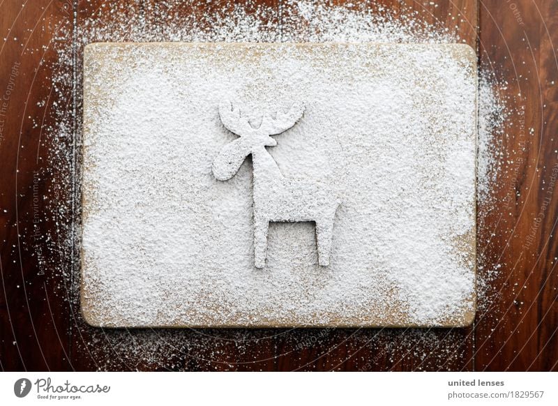 AKCGDR# Rentierspur Kunst ästhetisch Figur Weihnachten & Advent Dekoration & Verzierung Puderzucker Holzbrett Küche Kunstschnee Kreativität Farbfoto mehrfarbig