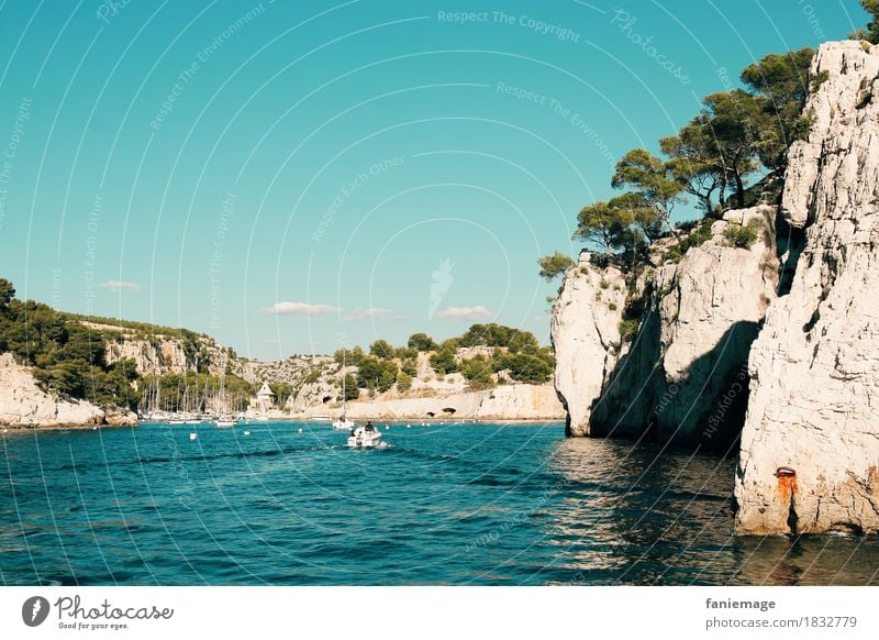 Calanque de Port Miou vue de la mer Umwelt Natur Landschaft Schönes Wetter fahren Calanque d'en Vau Cassis Mittelmeer mediterran Schifffahrt Bootsfahrt