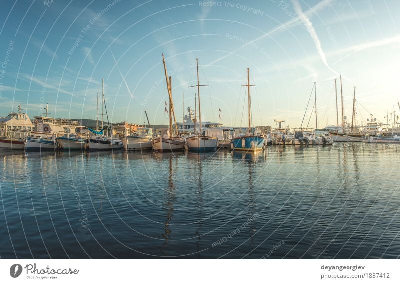 Yachten in der Bucht von Saint-Tropez Reichtum Freizeit & Hobby Ferien & Urlaub & Reisen Tourismus Sommer Sonne Strand Meer Landschaft Himmel Küste Hafen Jacht