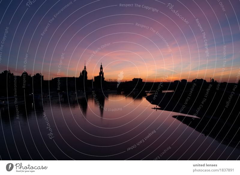 DR# Augenschmaus Kunst Gemälde ästhetisch Canaletto-Blick Dresden Sachsen Elbe Reflexion & Spiegelung Hofkirche Hofkirche Dresden Semperoper Skyline Himmel