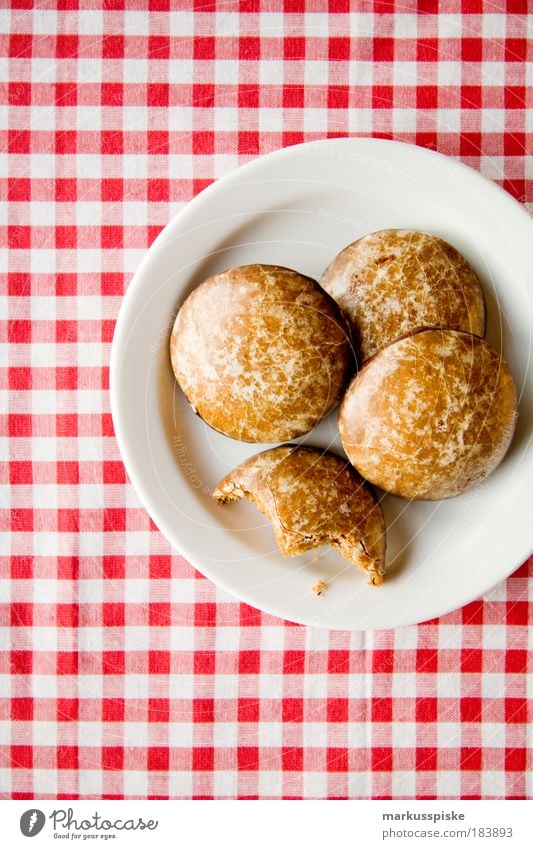 lebkuchen Textfreiraum unten Lebensmittel Teigwaren Backwaren Süßwaren Schokolade Lebkuchen Ernährung Kaffeetrinken Teller Tischdekoration Lifestyle Stil Design