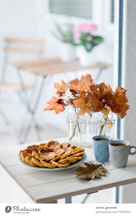 für zwei Lebensmittel Teigwaren Backwaren Ernährung Frühstück Kaffeetrinken Vegetarische Ernährung Getränk Heißgetränk Lifestyle elegant Freude harmonisch