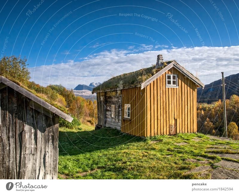 schau ins land (2) Natur Landschaft Urelemente Erde Himmel Herbst Schönes Wetter Berge u. Gebirge Erholung Blick wandern frei Freundlichkeit historisch Alm